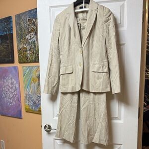 H&M Beige Pinstripe Blazer and Skirt Set
